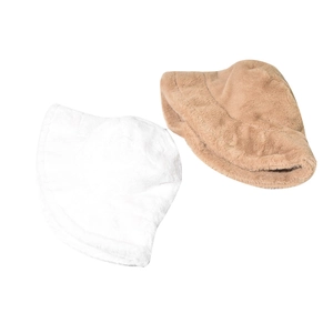 Thick plush bucket hats in white and khaki colors for winter warm fashion