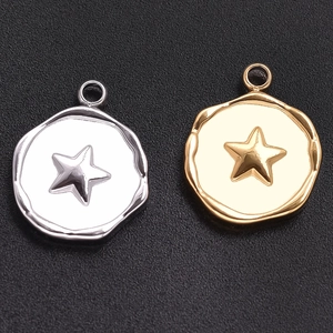 Golden and silver stainless steel celestial star charms for DIY jewelry necklaces