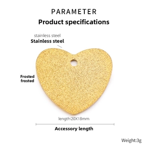 Frosted gold heart stainless steel pendant 20x18mm 3g diy jewelry making accessory