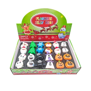 Detailed box view of 24PCS colorful LED flashing jelly rings for Christmas and Halloween