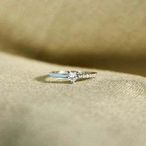S925 Sterling Silver Ring For Women Heart Rectangle Pear Cut Zirconia Asymmetric Enamel Pave Band Fashion Jewelry Gift