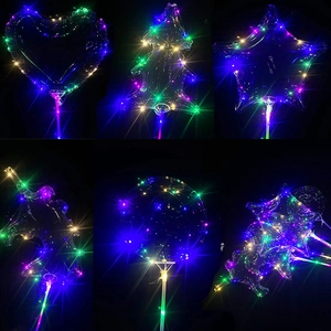 Luminous transparent LED balloons in heart star and unicorn shapes for night decor