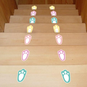 Cartoon colorful animal paw print stickers for Easter floor decoration and kids' room