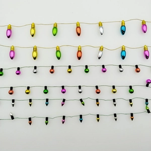 Colorful mini Christmas decorative beads string with metallic plating on white background