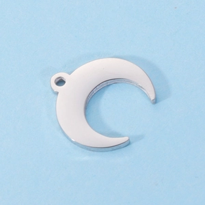 Polished silver stainless steel crescent moon pendant for DIY jewelry making
