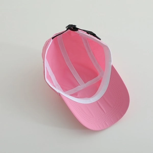 Pink breathable quick-dry kids sun hat with adjustable strap and internal sweatband