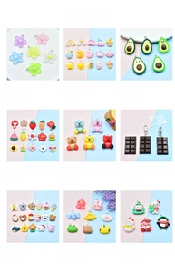 Detailed grid of colorful resin ocean and cartoon charms for DIY jewelry accessories