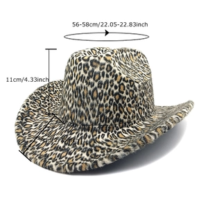 Chapeau de cowboy léopard avec dimensions 56-58cm pour la mode d'hiver chic