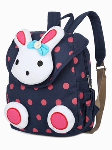 Kids Backpack Canvas Polka Dot 3D Rabbit Cartoon Kindergarten School Bag Cute Lightweight For Toddler Boys Girls