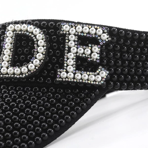 Summer outdoor open top sun hat for women featuring rhinestones and letter embroidery