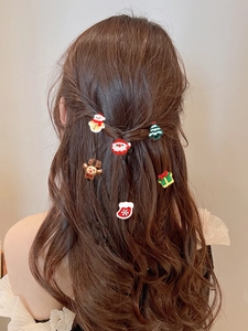 Christmas Hair Clips Resin Santa Claus Reindeer Snowman Xmas Tree Festive Party Duckbill Side Pins Women Kids Gift