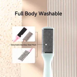 Double-sided stainless steel foot rasp with ergonomic handle for removing dead skin
