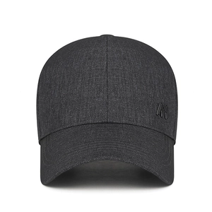 Classic black business baseball cap with metal M logo and triple-stitched brim for men