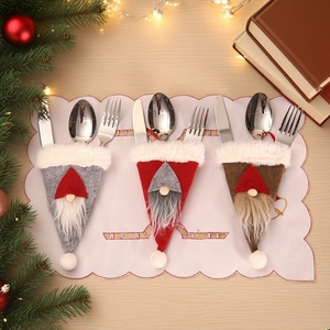Christmas Gnome Cutlery Holders Felt Silverware Bags Table Dinner Decoration Pockets For Fork Knife Spoon