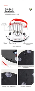 Detailed view of lie detector toy components showing battery compartment and suction cups