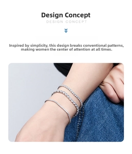 Detailed view of three s925 sterling silver tennis bracelets with zircon on a wrist