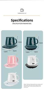 Macro detail of electric mug warmer with digital display and ceramic cup set