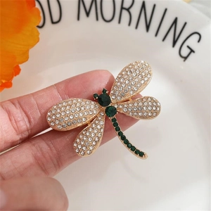 Fashion Alloy Rhinestone Dragonfly Brooch Elegant Insect Badge Pin Gold Silver Tone Crystal Brooches Lapel Pin For Women Dress Suit Jewelry Gift