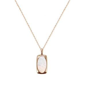 Elegant rose gold S925 silver necklace featuring a rectangular white shell pendant