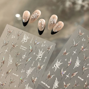 Adesivi per unghie farfalla laser con effetto aurora e stelle per manicure
