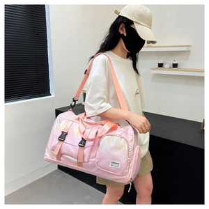 Pink pearlescent waterproof travel bag with adjustable shoulder strap and large capacity