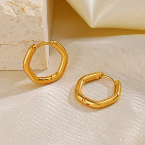 Orecchini A Cerchio Esagonali In Acciaio Inossidabile Placcato Oro Gioielli Di Moda Geometrici Minimalisti Da Donna