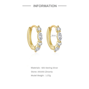 Detailed specifications of 925 sterling silver hoop earrings with AAAAA zirconia stones