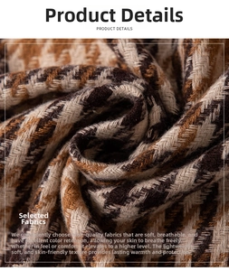 Close-up of thick houndstooth scarf showing soft cashmere texture and rich fabric weave
