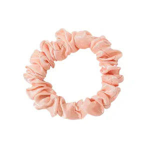 Pink orange satin scrunchie with silk luster for ponytail and hair styling