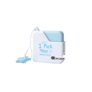 Mini portable square stapler in blue and white with star charm and cute typography