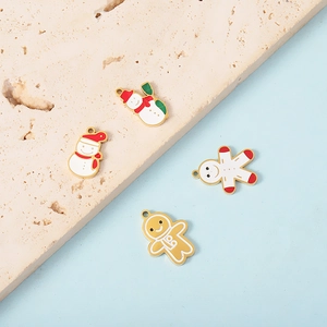 Christmas Pendants Charms 304 Stainless Steel 18K Gold Plated Enamel For DIY Jewelry Making Reindeer Santa Claus Tree