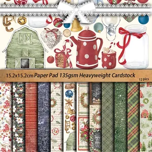 Christmas Scrapbook Paper Vintage Decorative Background Sheets For Junk Journal DIY Crafting Holiday Card Making Winter Theme
