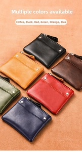 Detailed top view of compact PU leather coin purses in six various elegant colors