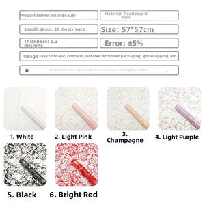 Detailed specifications for waterproof pearlescent floral gift wrapping paper sheets