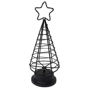 Nordic style black metal Christmas tree LED decorative lamp with star on top