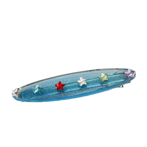 Sparkling blue star hair clip with colorful sequins and dopamine style duckbill design