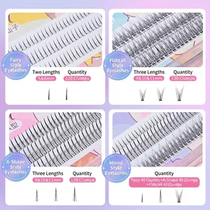LMLTOP segment individual false eyelashes kit with 120 clusters in various styles and lengths