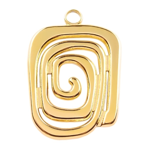 304 stainless steel spiral square pendant with 18k gold plating for jewelry making