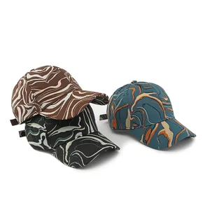 Graffiti baseball caps with marble print pattern for men and women outdoor sun protection