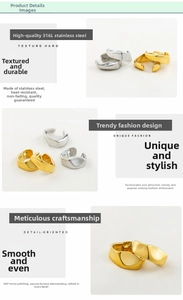 Detailed view of polished 316L stainless steel wavy ear cuff in gold and silver finish