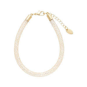 Golden mesh geometric round necklace set with zircon accents on a clean white background