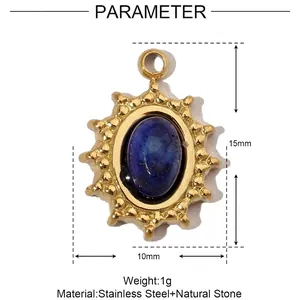 Detailed dimensions showing 15mm height and 10mm width for this natural stone pendant