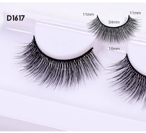 Detailansicht der D1617 falschen Wimpern mit 11-16 mm Länge und synthetischer Textur