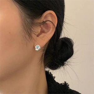 925 sterling silver stud earrings with iridescent crystal and irregular textured finish