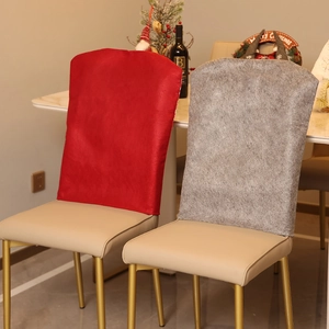 Festive Christmas chair covers in red and grey with cartoon forest and snowflake patterns