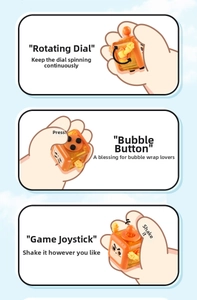 Dettaglio del cubo antistress con quadrante rotante pulsante a bolle e joystick