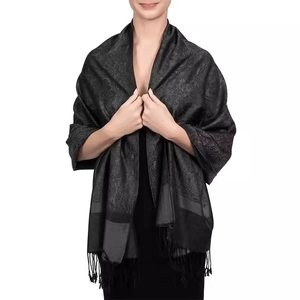 Women Paisley Jacquard Scarf Acrylic Ethnic Style Long Tassel Fringe Shawl Warm Wrap Elegant Fashion Accessory