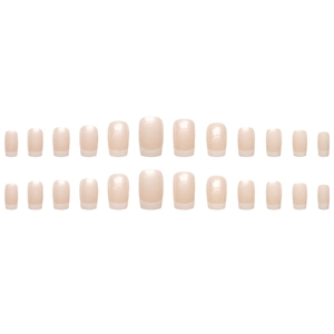 Classic white French tip press-on nails set with natural pink base in minimalist style