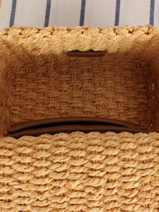 French vintage woven straw crossbody bag with natural texture for beach holidays