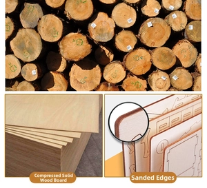 Detail of laser-cut compressed wood boards and polished rounded edges for 3D puzzles